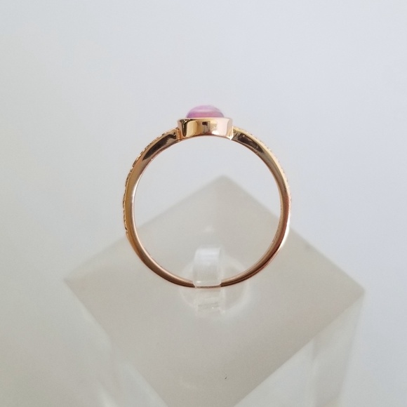 18k Over Sterling Pink Opal Ring - Picture 4 of 8
